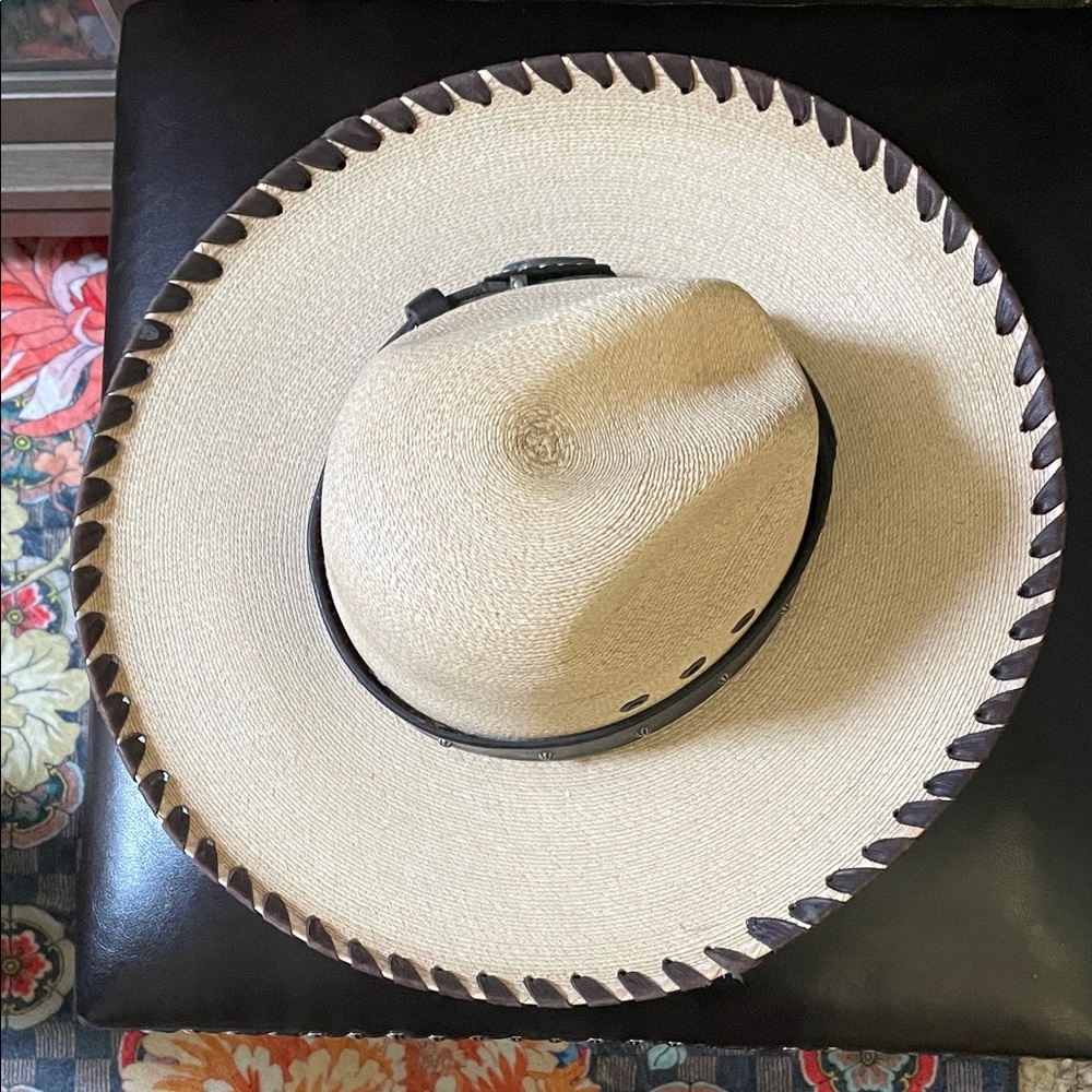 Stylish Tan Women's Hat with Black Trim